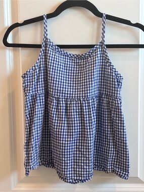 Old Navy Blue and White Gingham Spaghetti-Strap Camisole